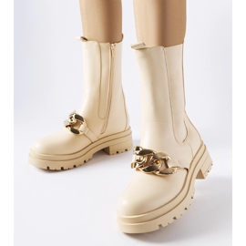 Beige Stiefeletten mit Kette von Thierry 1