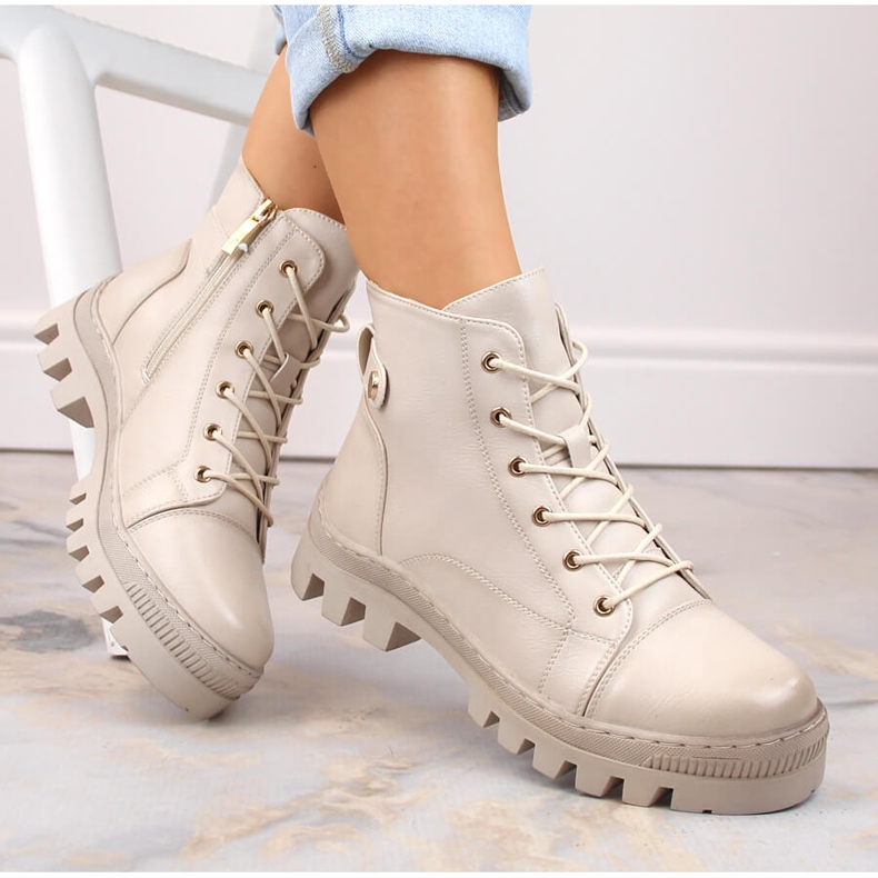 Beige Damenstiefeletten Potocki SZ12168 1