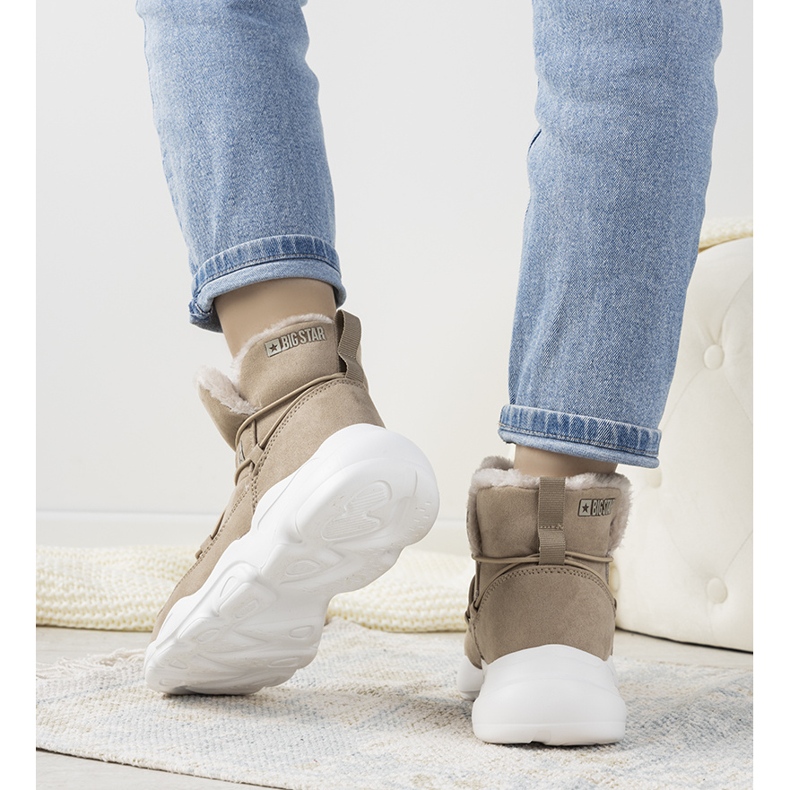 Beige stylische Schneestiefel Big Star für Damen Marrero 1