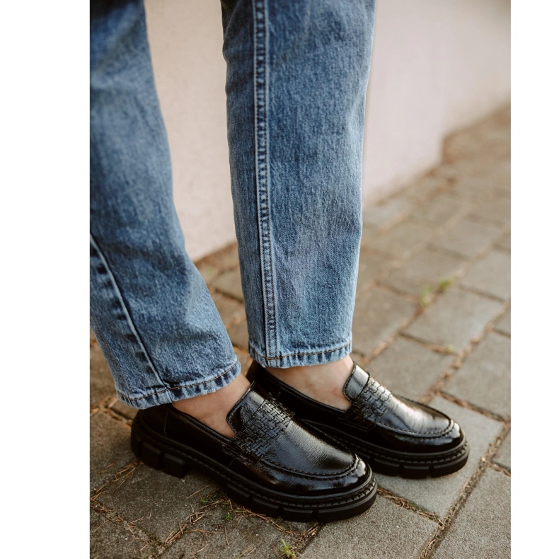 WASAK Damen-Slipper aus Leder 0706, schwarz, mit dicker Sohle 2