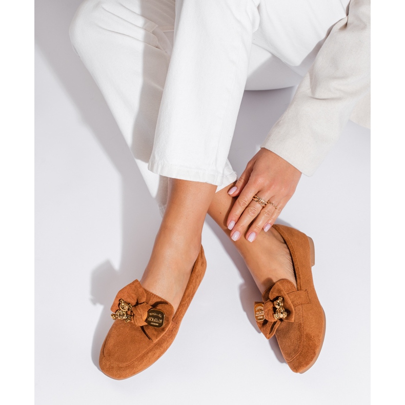 Shelovet Damen-Mokassins aus braunem Wildleder 1