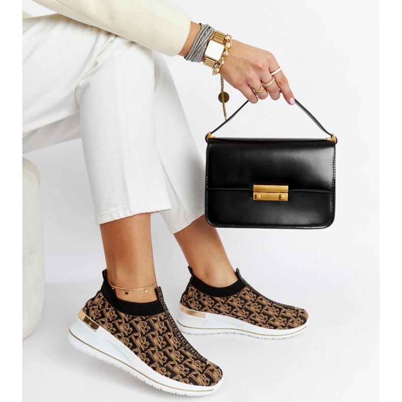 Schwarze und braune Slip-On-Tartano-Stiefel 1