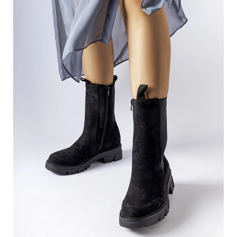 Schwarze, massive, hohe Stiefeletten von Morbello 1