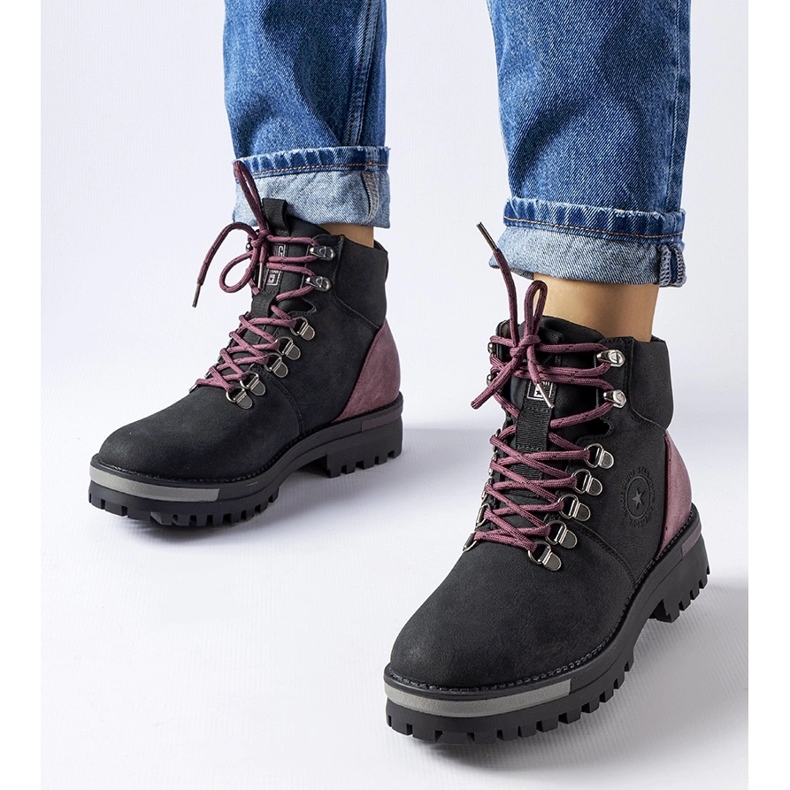 Schwarze und burgunderfarbene Stiefel Big Star MM274318 1