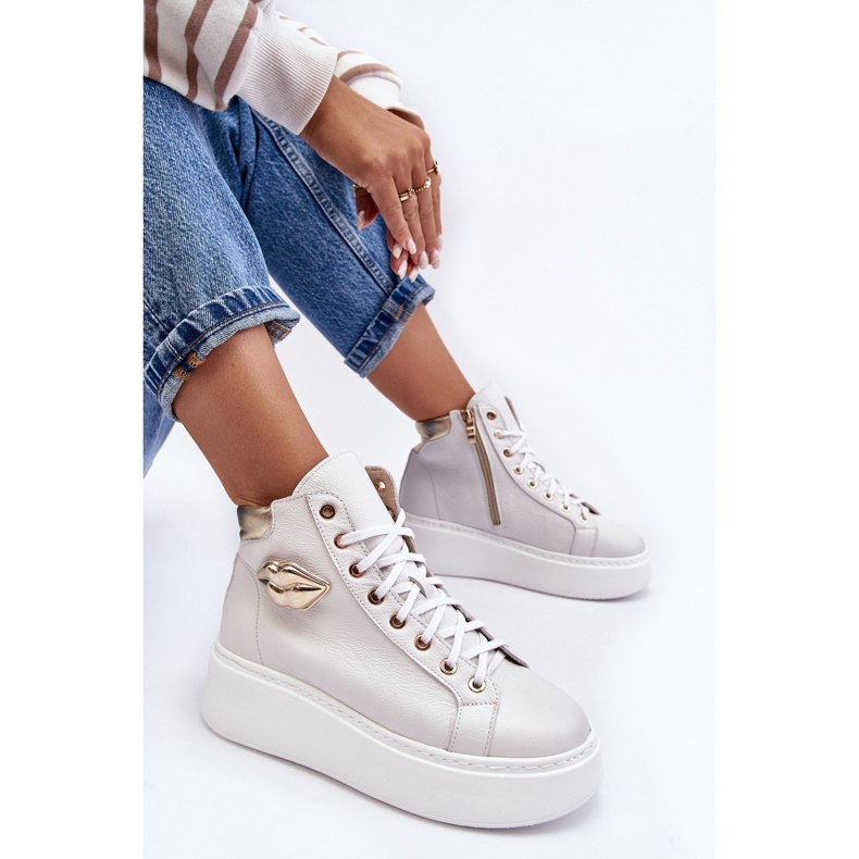 Damen-Sneaker mit hohem Reißverschluss Lemar White Katerin weiß 2