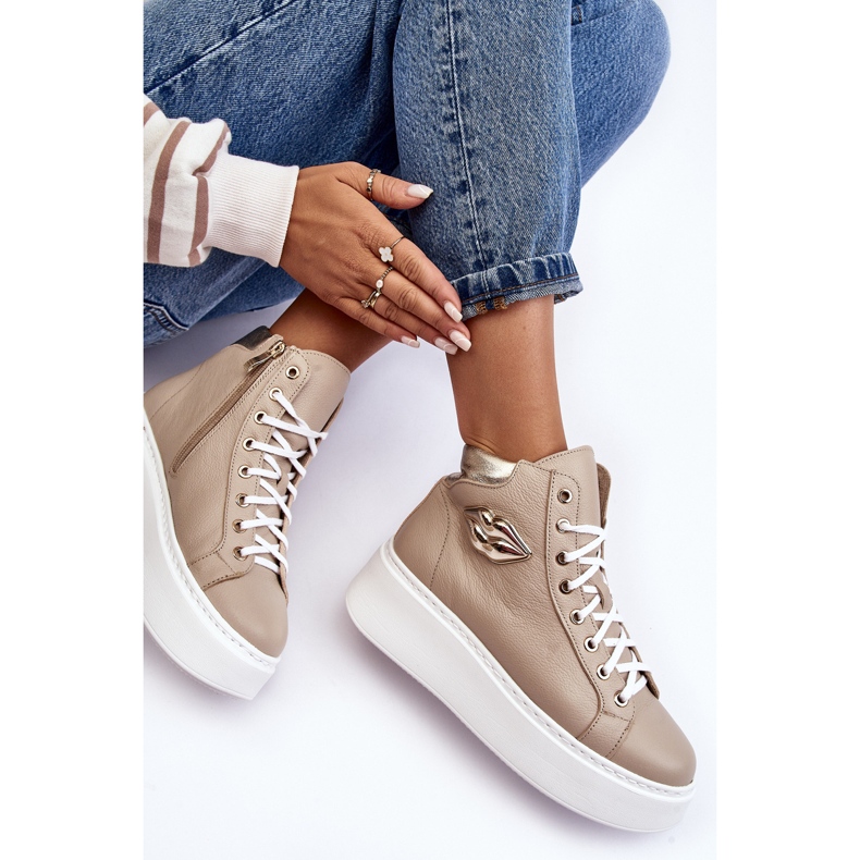 Damen-Sneakers mit hohem Reißverschluss Lemar Beige Katerin 2