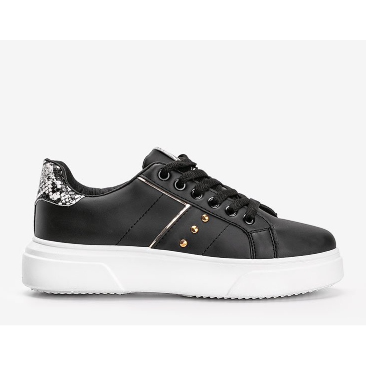 Schwarze Sneaker mit Schlangenledermotiv von Ellen 1