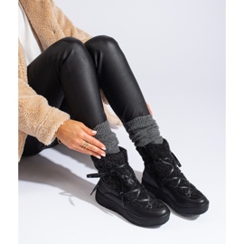 Schwarze Plateau-Schneestiefel für Damen 2