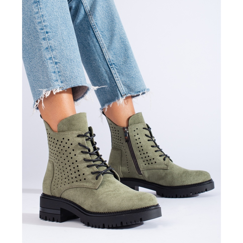 W. Potocki Arbeitsstiefel aus durchbrochenem Wildleder Potocki grün 2