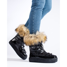 Vinceza Schwarze Shelovet-Schneestiefel mit Fell 1