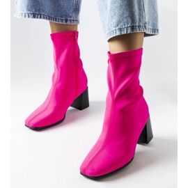 Rosa Satin-Stiefel mit Absatz von Laforgen 1