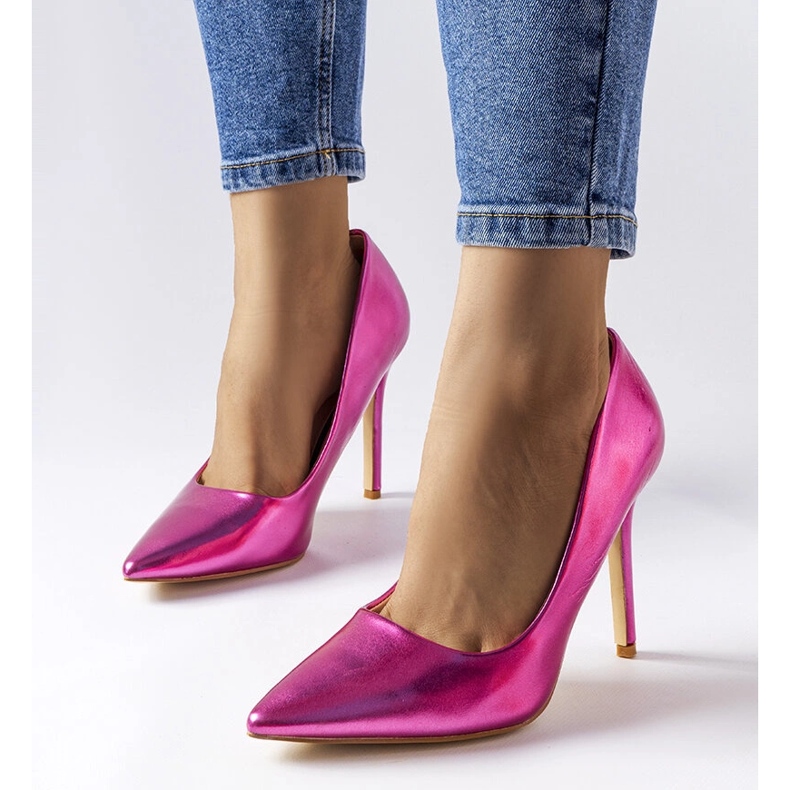Dunkelrosa Metallic-High-Heels von Delis 1