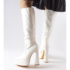 Weiße Stiefel auf einem massiven Pfosten von Sovizzo 1