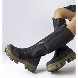 Schwarz-grüne hohe Stiefel von Pasquale 1