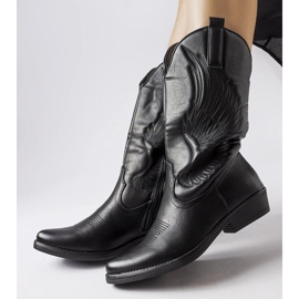 Schwarze Cowboystiefel mit Olinda-Muster 1