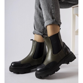 Inna Schwarz-grüne Slip-On-Stiefel von Albany 1