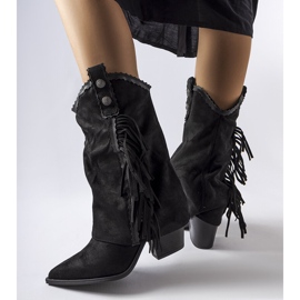 Schwarze Cowboystiefel aus Wildleder mit Quasten von Soeurs 1