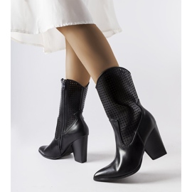 Schwarze durchbrochene Cowboystiefel von Raiano 1