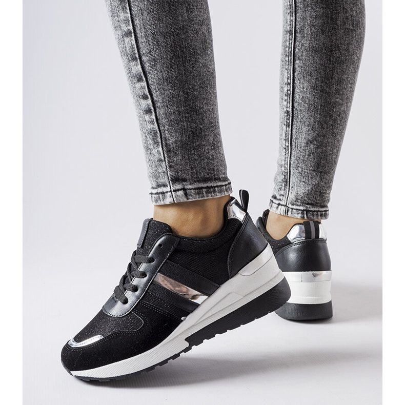 Inna Schwarz-silberne Keilsneaker von Titusville 1