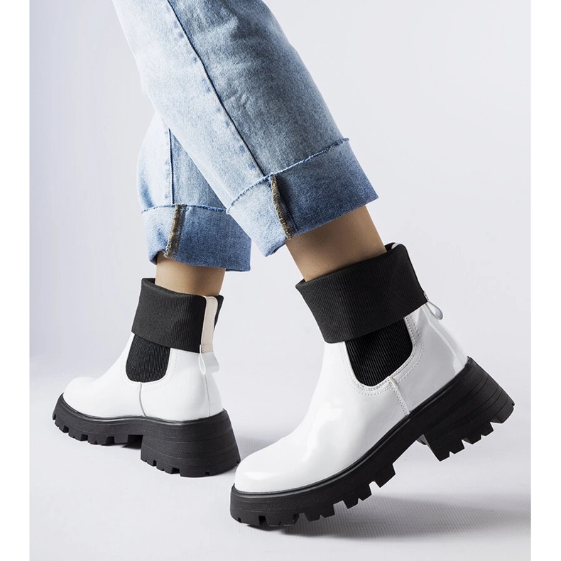 Weiße Breolungi-Arbeiterstiefel zum Hineinschlüpfen 1