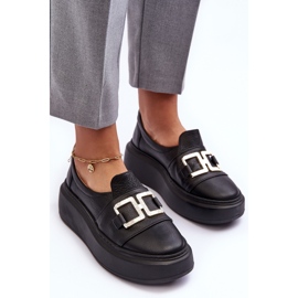 Lewski Shoes Damen-Lederschuhe auf der Plattform Schwarz Lewski 3398/2 4