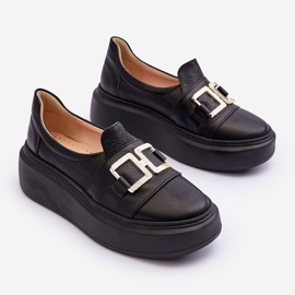 Lewski Shoes Damen-Lederschuhe auf der Plattform Schwarz Lewski 3398/2 2
