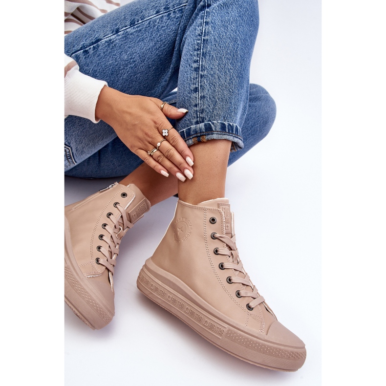 Isolierte Damen-Sneaker mit Reißverschluss, Beige, Big Star MM274022 2