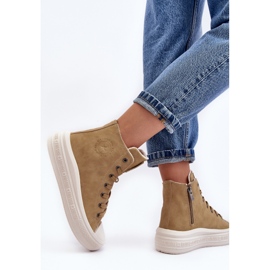 Isolierte Damen-Sneaker mit Reißverschluss, Camel Big Star MM274026 beige 1