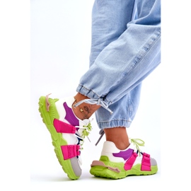 Seastar Modische Schnür-Sportschuhe für Damen, Grün-Pink mehrfarbig 1