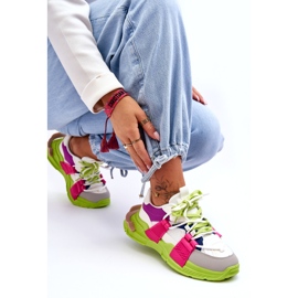 Seastar Modische Schnür-Sportschuhe für Damen, Grün-Pink mehrfarbig 2