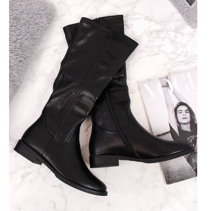 Jezzi W JEZ265 isolierte Stiefel mit flachem Absatz, schwarz 2