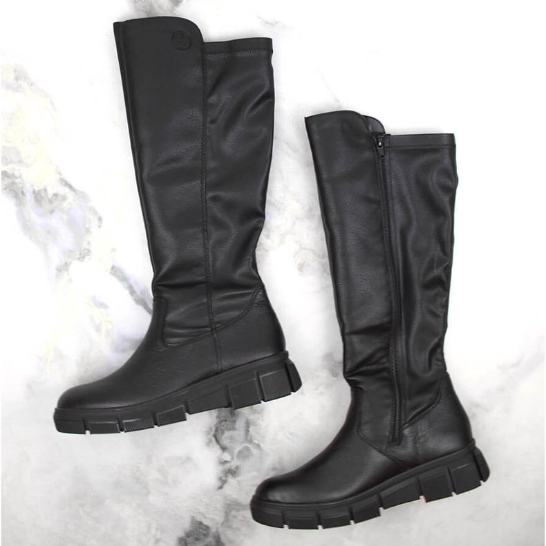 Bequeme, isolierte Damenstiefel aus schwarzem Leder von Rieker 2