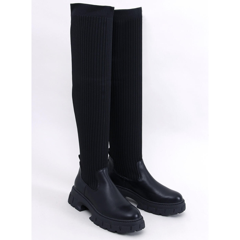 Teasly Black Overknee-Stiefel mit flexiblem Obermaterial schwarz 1