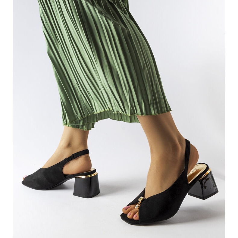 Baccarato-Sandalen mit niedrigem Absatz in Schwarz 1