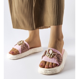 Dekorative Pantoletten aus rosafarbenem Gummi von Bérard 1