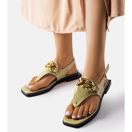 Grüne Flip-Flop-Sandalen mit Kette aus Mali 1