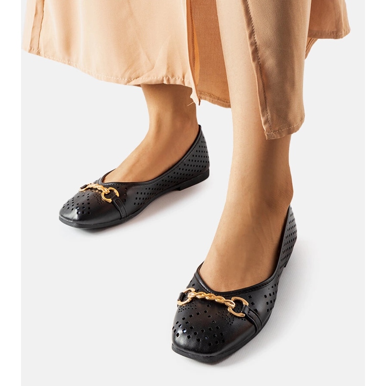 Schwarze durchbrochene Ballerinas von Schiavone 1