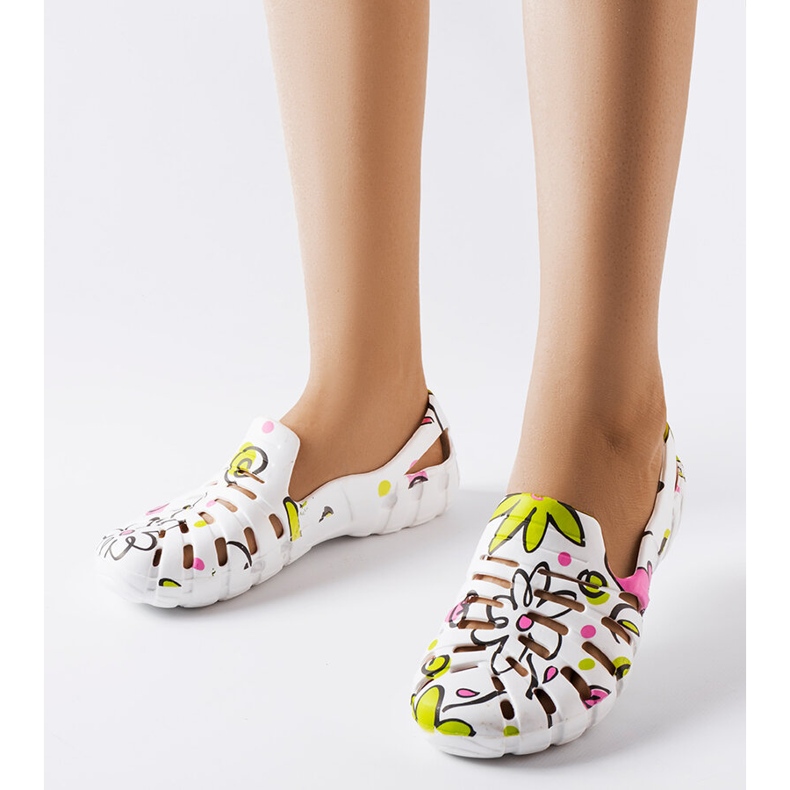 Weiße Gummi-Flip-Flops mit Finley-Muster 1