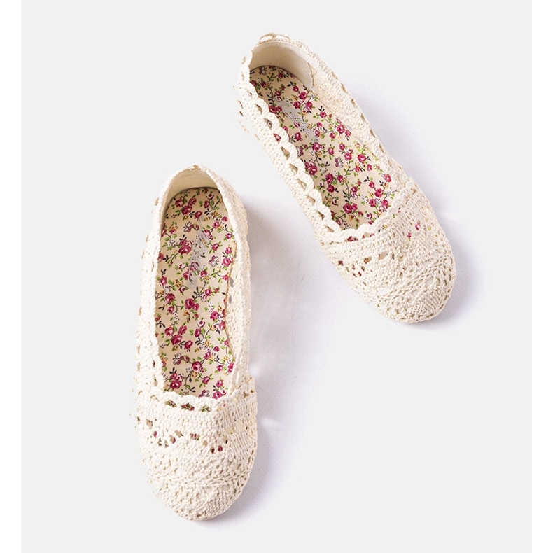 Beige gehäkelte Kinderballerinas von Lisa 1