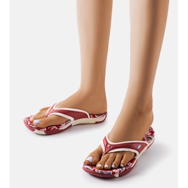 Feliksa rote Textil-Flip-Flops mit Blumen 1