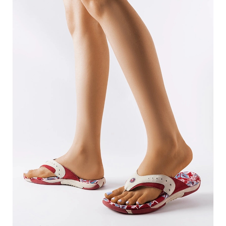 Suoma rote Textilflops mit Blumen 1