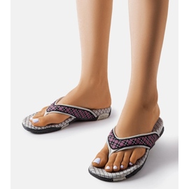 Graue und schwarze Textil-Flip-Flops von Luigia 1