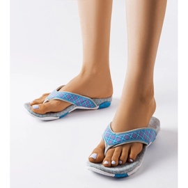 Graue und blaue Textil-Flip-Flops von Luigia 1
