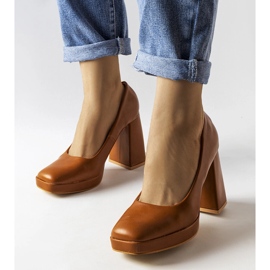 Braune Pumps mit hohen Absätzen von Mailly 2