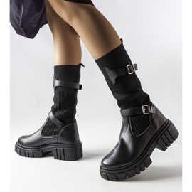 Schwarze, stylische Stiefel mit elastischem Obermaterial von Ida 2