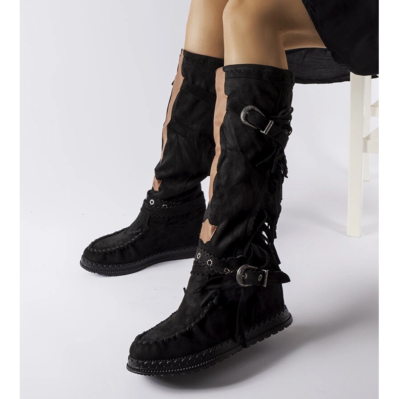 Inna Schwarze Stiefel mit Innenkeil von Filiberta 1