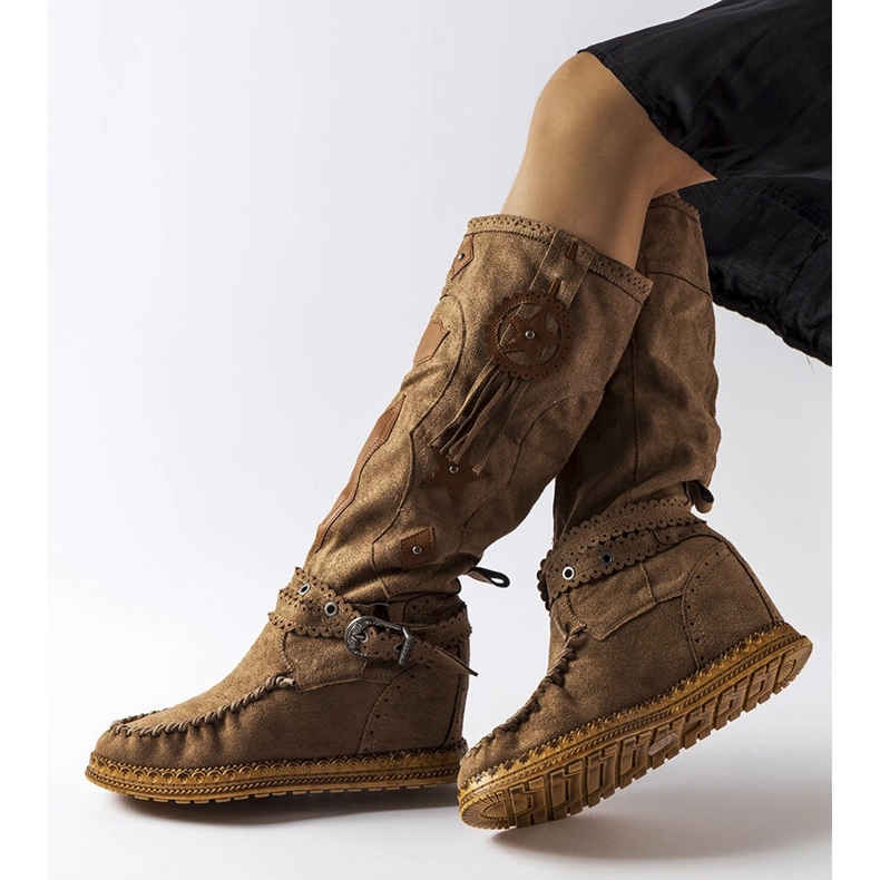 Inna Dunkelbraune Boho-Stiefel von Putignano 1