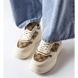 Inna Beigefarbene Sneakers, verziert mit dem Conte-Monogramm 1