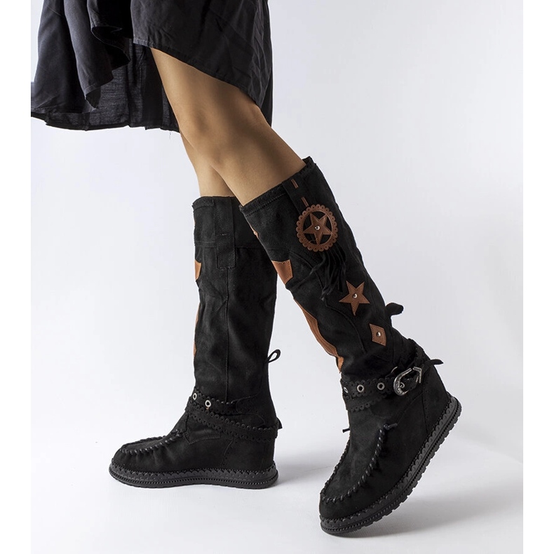 Inna Schwarze Stiefel im Boho-Stil von Putignano 1