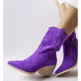 Violette durchbrochene Cowboystiefel von Cieco 1